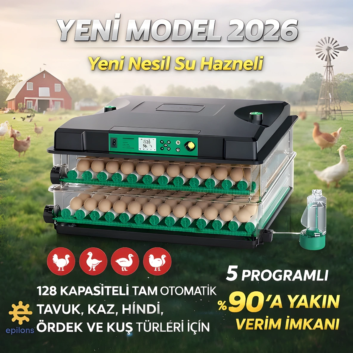 128 Yumurta Kapasiteli Kuluçka Makinesi